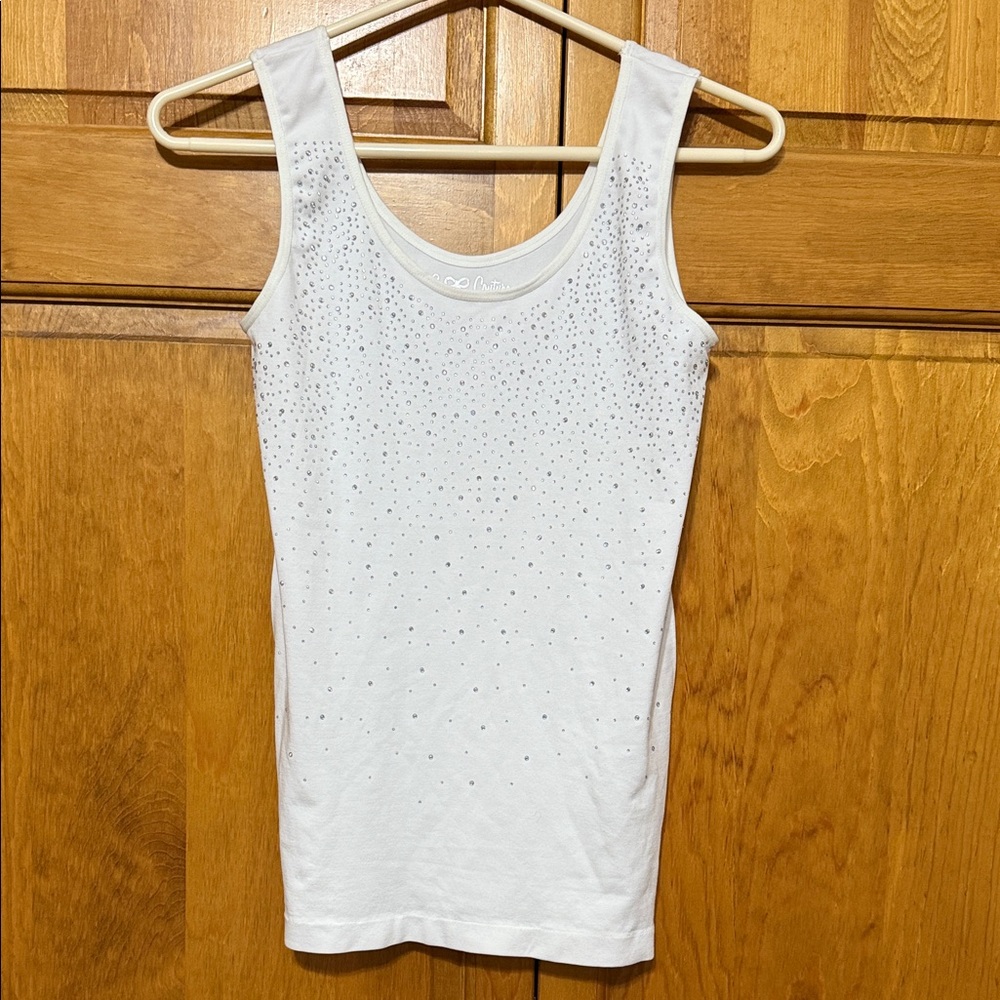 Elegant White Embellished Tank Top